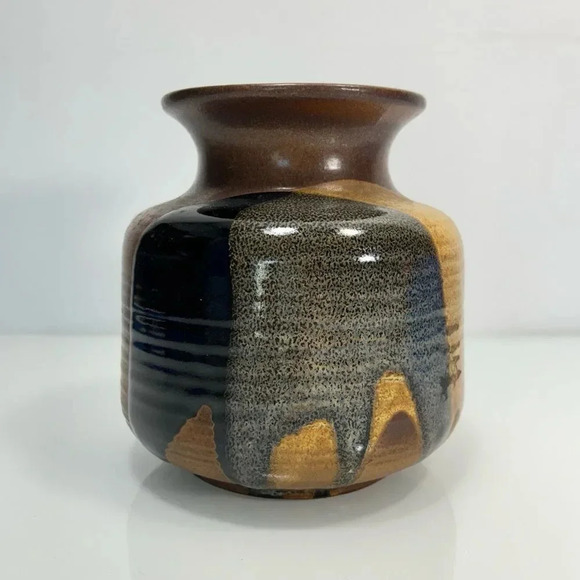 Pottery Craft USA Vintage Stoneware Earth Sand Tones Handmade Vase - Picture 3 of 10